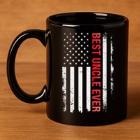Best Uncle Ever USA Flag Funny Uncle 11oz C Handle Ceramic Mug