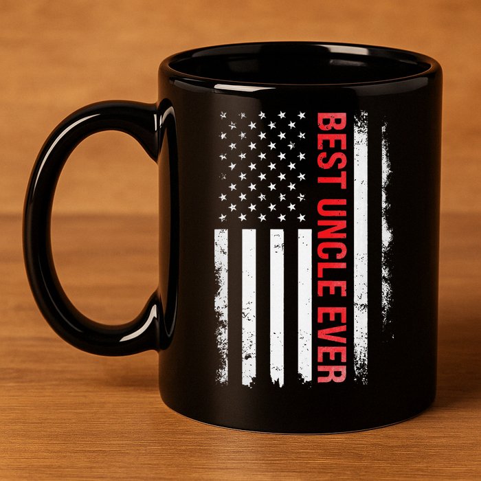 Best Uncle Ever USA Flag Funny Uncle 11oz C Handle Ceramic Mug