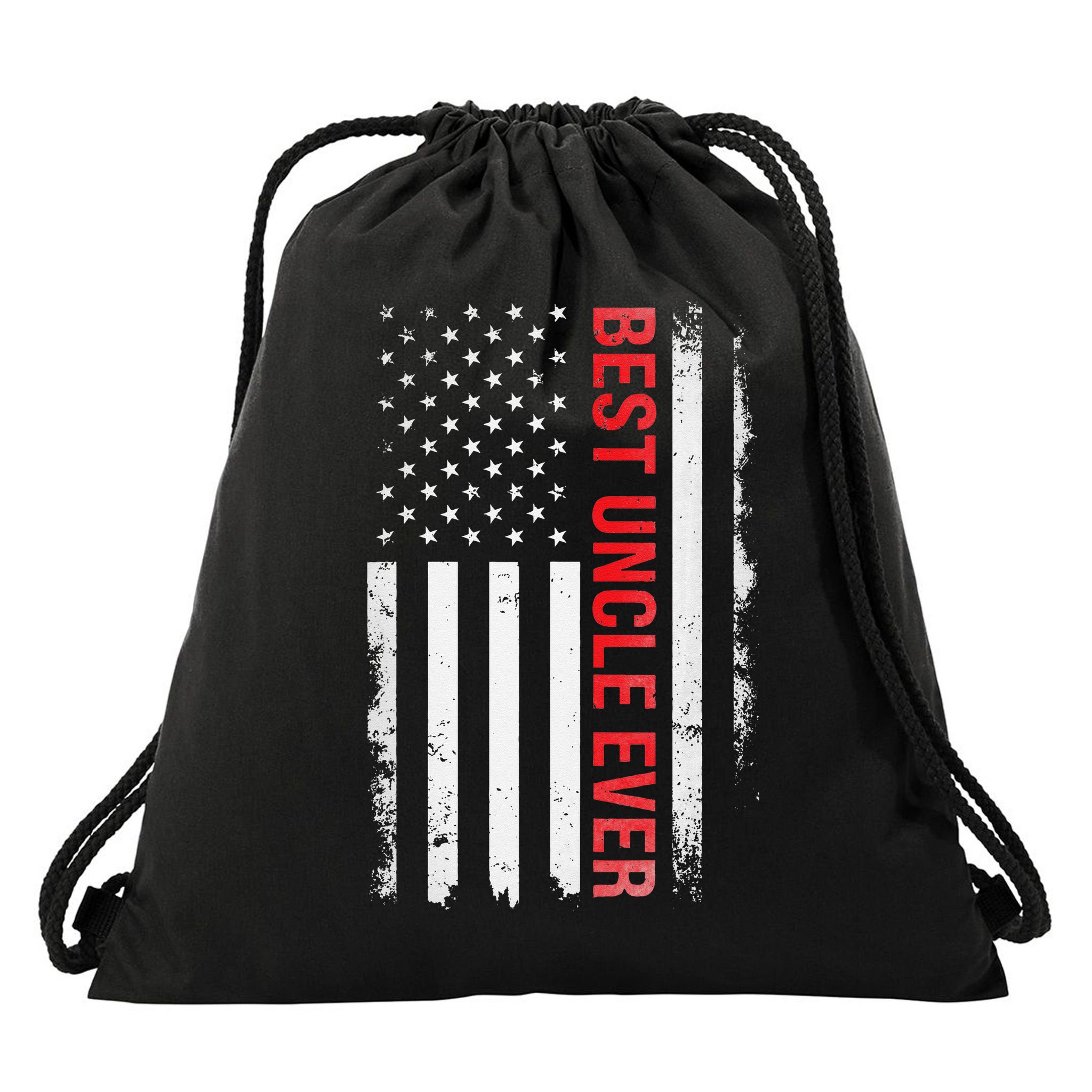 Best Uncle Ever USA Flag Funny Uncle Drawstring Bag