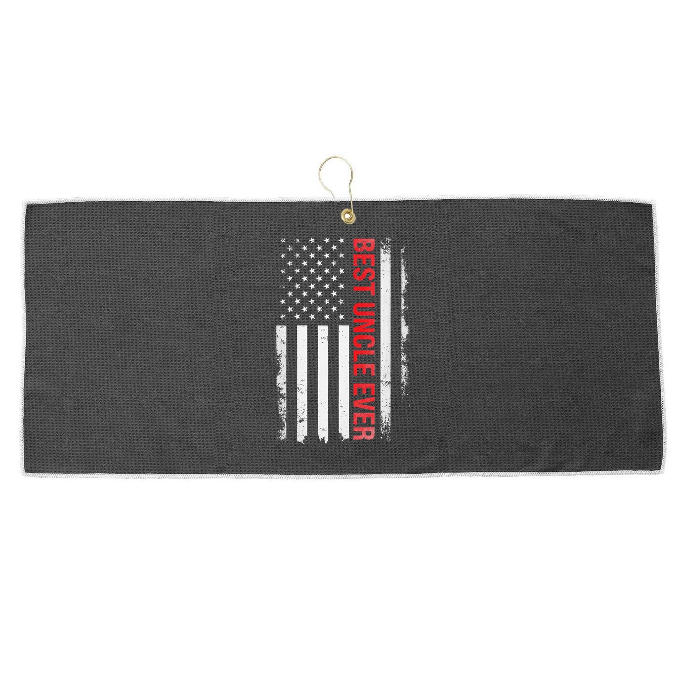 Best Uncle Ever USA Flag Funny Uncle Large Microfiber Waffle Golf Towel