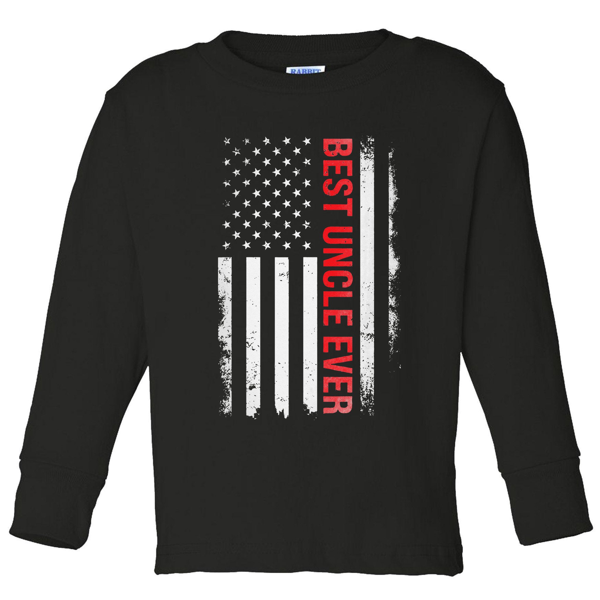 Best Uncle Ever USA Flag Funny Uncle Toddler Long Sleeve Shirt