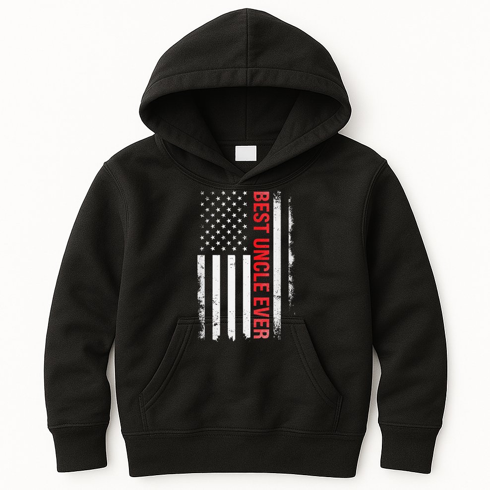 Best Uncle Ever USA Flag Funny Uncle Kids Hoodie