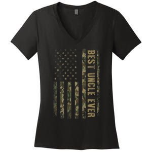 Best Uncle Ever Camouflage American Flag FatherS Day Women's V-Neck T-Shirt