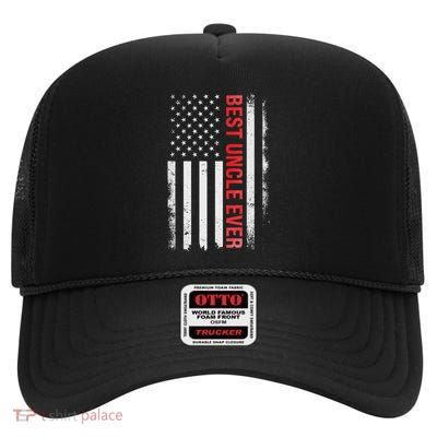 Best Uncle Ever Usa Flag Funny Uncle High Crown Mesh Back Trucker Hat
