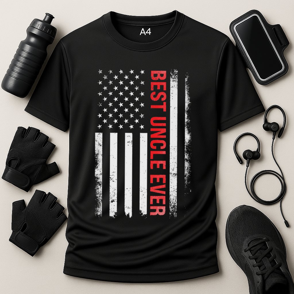 Best Uncle Ever Usa Flag Funny Uncle Cooling Performance Crew T-Shirt