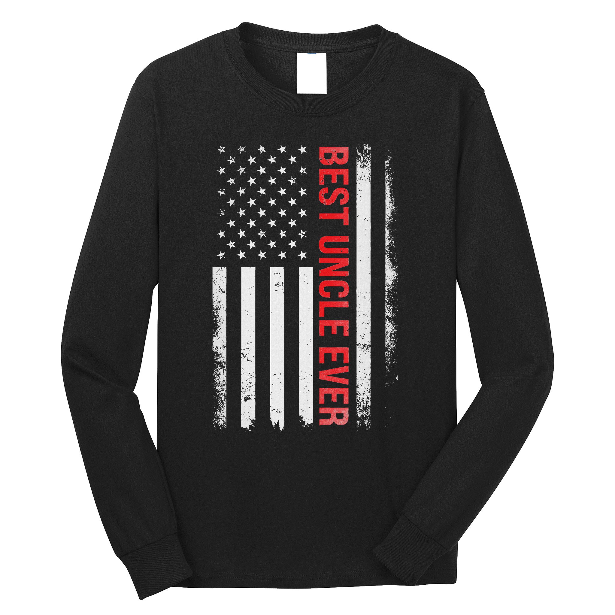 Best Uncle Ever Usa Flag Funny Uncle Long Sleeve Shirt