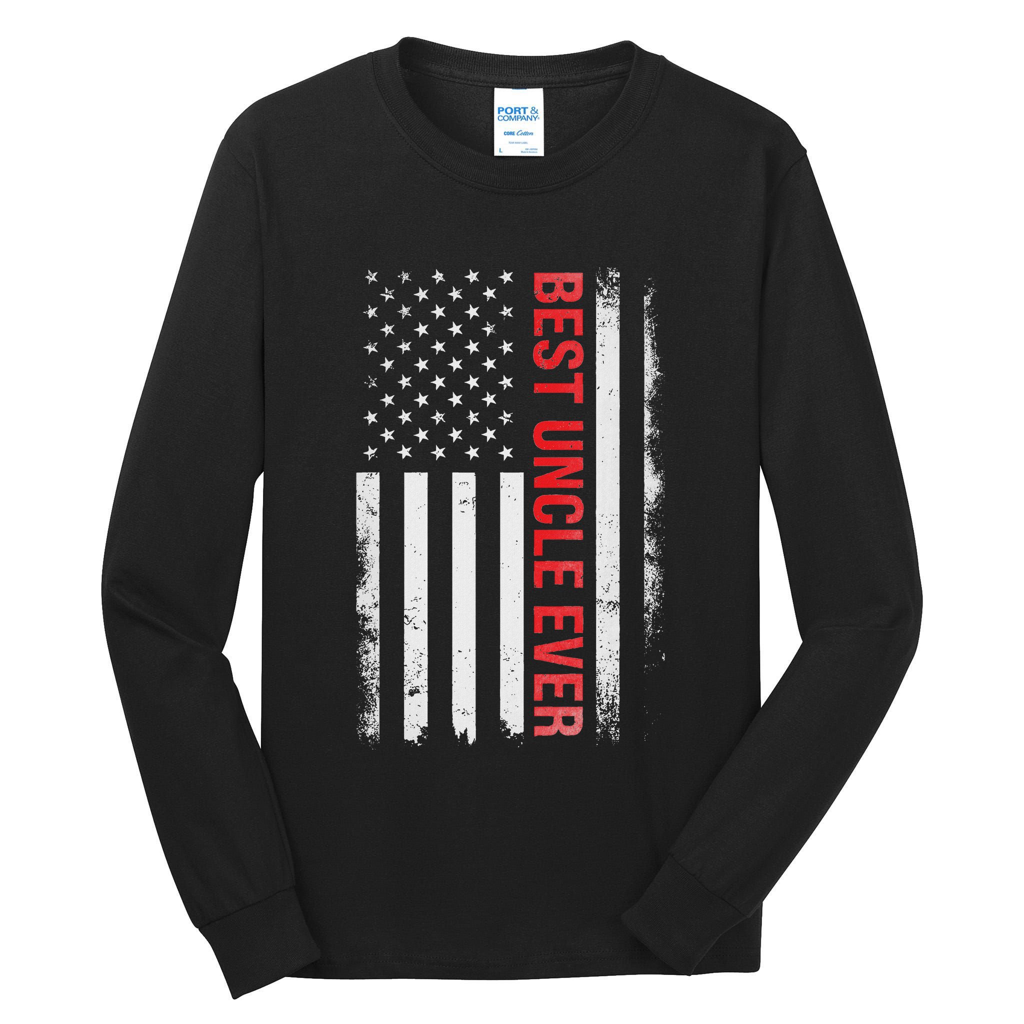 Best Uncle Ever Usa Flag Funny Uncle Tall Long Sleeve T-Shirt