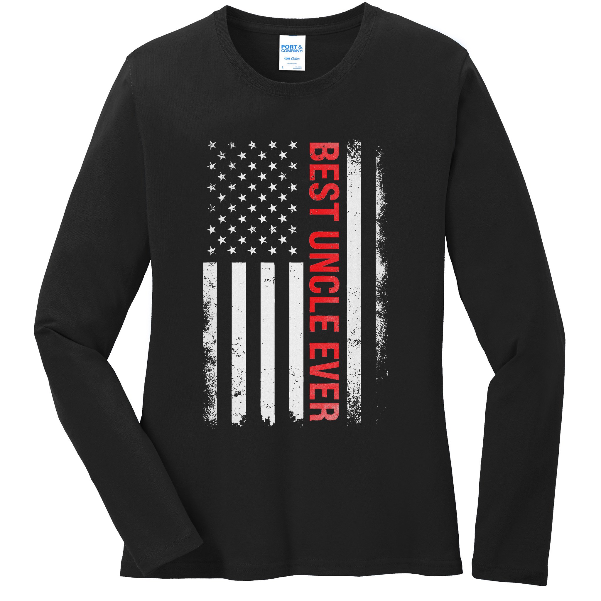 Best Uncle Ever Usa Flag Funny Uncle Ladies Long Sleeve Shirt