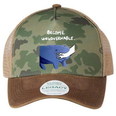 Become Ungovernable Funny Baby Hippo Moo Deng Funny Saying Legacy Tie Dye Trucker Hat