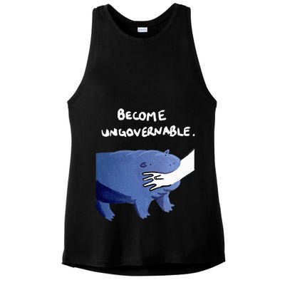 Become Ungovernable Funny Baby Hippo Moo Deng Funny Saying Ladies PosiCharge Tri-Blend Wicking Tank