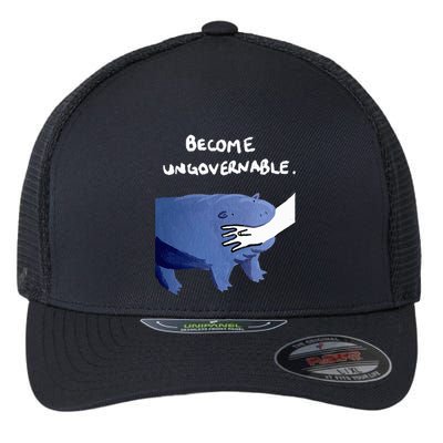 Become Ungovernable Funny Baby Hippo Moo Deng Funny Saying Flexfit Unipanel Trucker Cap