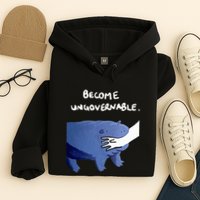 Become Ungovernable Funny Baby Hippo Moo Deng Funny Saying Hoodie