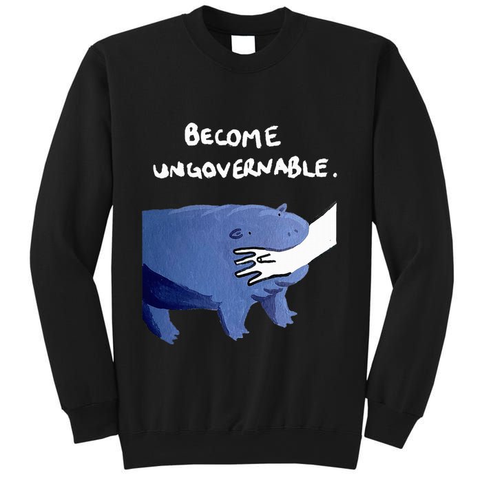 Become Ungovernable Funny Baby Hippo Moo Deng Funny Saying Sweatshirt