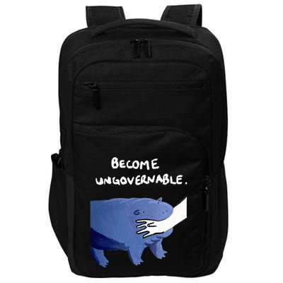 Become Ungovernable Funny Baby Hippo Moo Deng Funny Saying Impact Tech Backpack