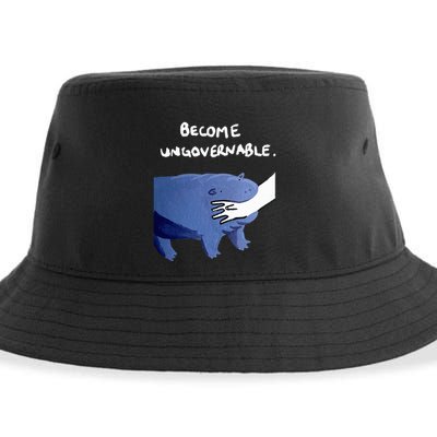 Become Ungovernable Funny Baby Hippo Moo Deng Funny Saying Sustainable Bucket Hat