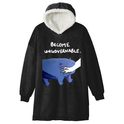 Become Ungovernable Funny Baby Hippo Moo Deng Funny Saying Hooded Wearable Blanket