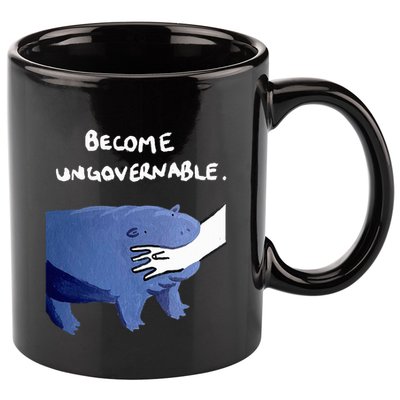 Become Ungovernable Funny Baby Hippo Moo Deng Funny Saying 11oz C Handle Ceramic Mug