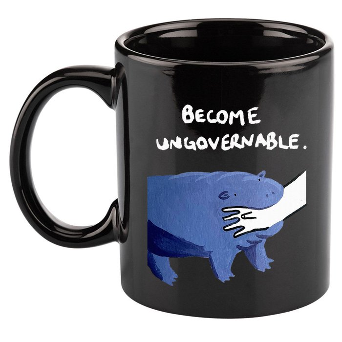 Become Ungovernable Funny Baby Hippo Moo Deng Funny Saying 11oz C Handle Ceramic Mug