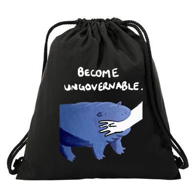 Become Ungovernable Funny Baby Hippo Moo Deng Funny Saying Drawstring Bag