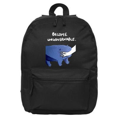 Become Ungovernable Funny Baby Hippo Moo Deng Funny Saying 16 in Basic Backpack
