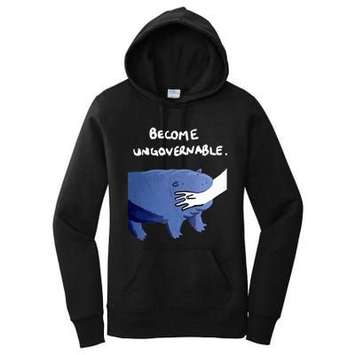 Become Ungovernable Funny Baby Hippo Moo Deng Funny Saying Women's Pullover Hoodie