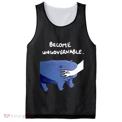 Become Ungovernable Funny Baby Hippo Moo Deng Funny Saying Mesh Reversible Basketball Jersey Tank