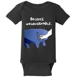 Become Ungovernable Funny Baby Hippo Moo Deng Funny Saying Baby Bodysuit