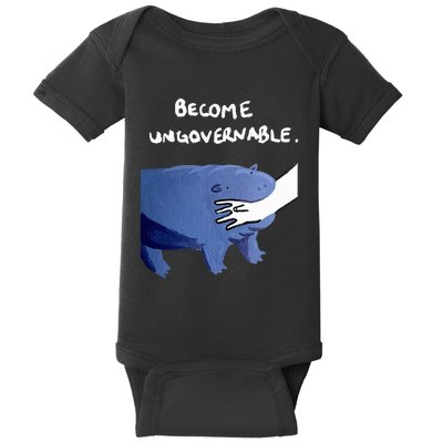 Become Ungovernable Funny Baby Hippo Moo Deng Funny Saying Baby Bodysuit