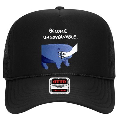 Become Ungovernable Funny Baby Hippo Moo Deng Funny Saying Trucker Hat