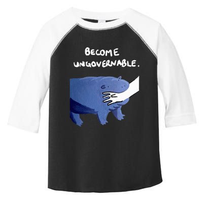 Become Ungovernable Funny Baby Hippo Moo Deng Funny Saying Toddler Fine Jersey T-Shirt