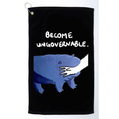 Become Ungovernable Funny Baby Hippo Moo Deng Funny Saying Golf Towel