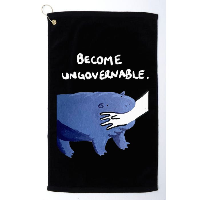 Become Ungovernable Funny Baby Hippo Moo Deng Funny Saying Golf Towel