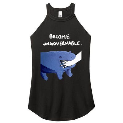 Become Ungovernable Funny Baby Hippo Moo Deng Funny Saying Women's Perfect Tri Rocker Tank