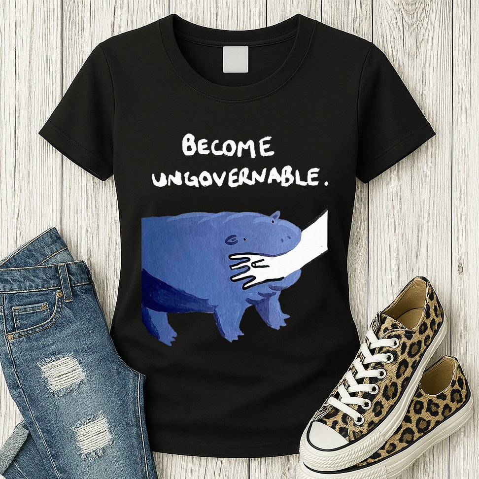Become Ungovernable Funny Baby Hippo Moo Deng Funny Saying Womens T-Shirt