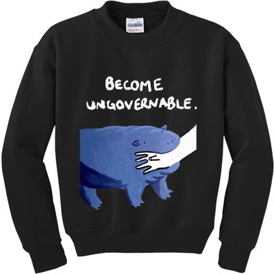 Become Ungovernable Funny Baby Hippo Moo Deng Funny Saying Kids Sweatshirt