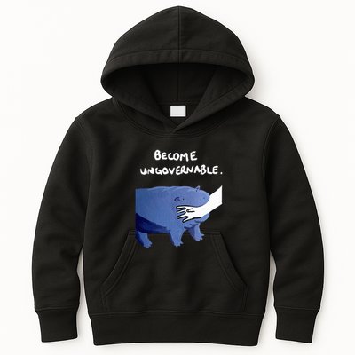 Become Ungovernable Funny Baby Hippo Moo Deng Funny Saying Kids Hoodie