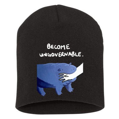 Become Ungovernable Funny Baby Hippo Moo Deng Funny Saying Short Acrylic Beanie