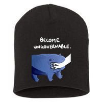 Become Ungovernable Funny Baby Hippo Moo Deng Funny Saying Short Acrylic Beanie