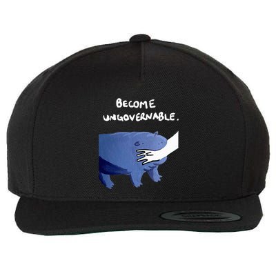 Become Ungovernable Funny Baby Hippo Moo Deng Funny Saying Wool Snapback Cap