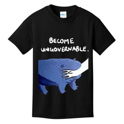 Become Ungovernable Funny Baby Hippo Moo Deng Funny Saying Kids T-Shirt