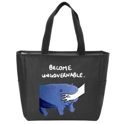 Become Ungovernable Funny Baby Hippo Moo Deng Funny Saying Zip Tote Bag