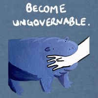 Become Ungovernable Funny Baby Hippo Moo Deng Funny Saying Garment-Dyed Sweatshirt