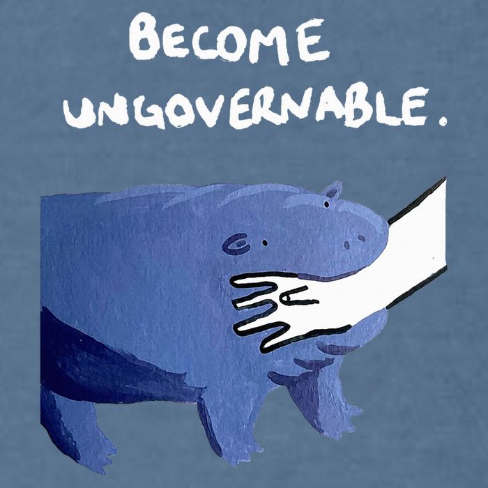 Become Ungovernable Funny Baby Hippo Moo Deng Funny Saying Garment-Dyed Sweatshirt