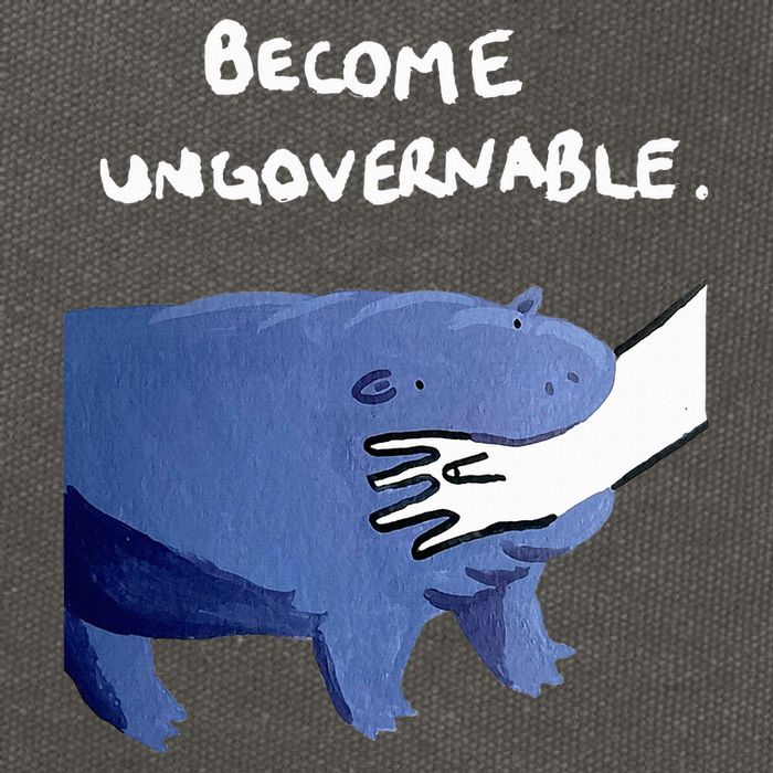 Become Ungovernable Funny Baby Hippo Moo Deng Funny Saying Cotton Canvas Backpack