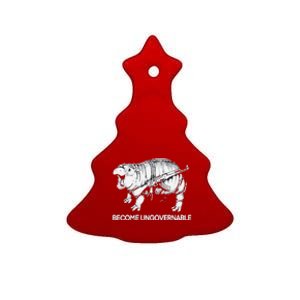 Become Ungovernable Funny Moodeng Gift Ceramic Tree Ornament