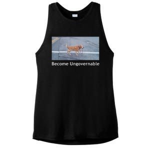 Become Ungovernable Funny Dog Meme Men Women Ladies PosiCharge Tri-Blend Wicking Tank