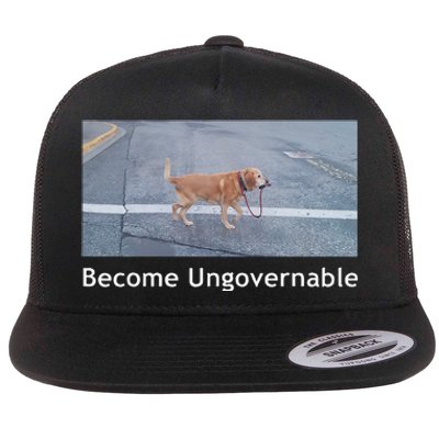 Become Ungovernable Funny Dog Meme Men Women Flat Bill Trucker Hat