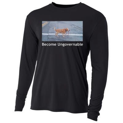 Become Ungovernable Funny Dog Meme Men Women Cooling Performance Long Sleeve Crew