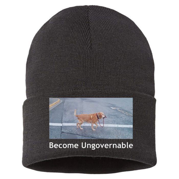 Become Ungovernable Funny Dog Meme Men Women Sustainable Knit Beanie