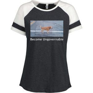 Become Ungovernable Funny Dog Meme Men Women Enza Ladies Jersey Colorblock Tee